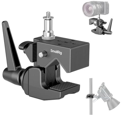SMALLRIGKit de Abrazadera Super Clamp de, Resistente, Carga Máxima de 33 lb/15 kg, con Un Tornillo Superior de 1/4-20 y 3/8-16 en Un Perno de 5/8, para Iluminación de Cámaras de Video – 4861