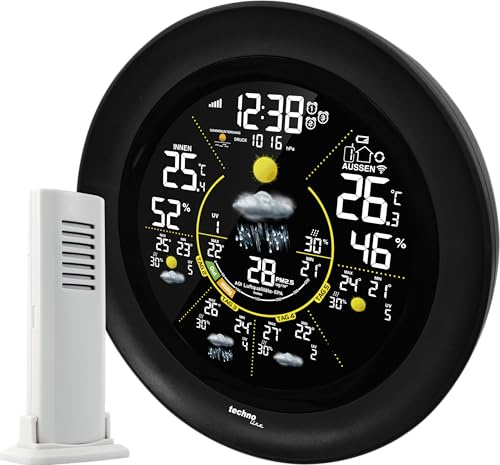 Technoline WD3040 Internetwetterstation, elegantes Sonder-Design, regionale Wettervorhersage, Temperaturen, Nutzung mit Wetter-App, Daten zusätzlich auf dem Smartphone