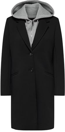 ONLY Onljudith Scuba Mix Coat CS Otw Cappotto, Nero, L Donna