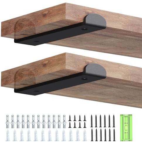 WELDUN Paquete de 4 soportes de metal para estante de andamio de 20 cm, soportes de estantería angulares resistentes para montaje en pared con labios, para decoración industrial, rústica, moderna