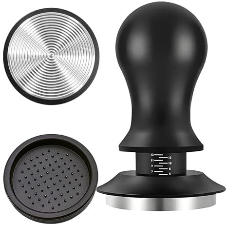 Oiieco Coffee Tamper 53mm, Barista Espresso Coffee Calibrated Tamper 304 Stainless Steel Barista Hand Tools with Stainless Steel Base for Grounds Barista Espresso Machines Accessory