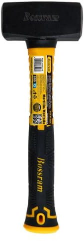 EasySpeed Maceta de Albañil, Martillo de Construcción Antivibración, Mazo con Mango Ergonómico de Fibra de Vidrio para Obras, Reparaciones y Uso Profesional, Negro y Amarillo(27x9x4 cm)
