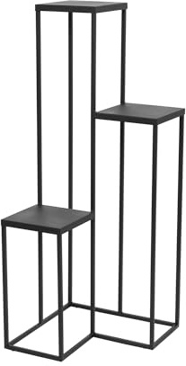 FRAMADO - Supporto per piante a gabbia a 3 livelli in metallo Nero - Elle Metal - 40x40x95cm - Portafiori per interni - Tavolo decorativo - Portapiante - Accessorio per il soggiorno