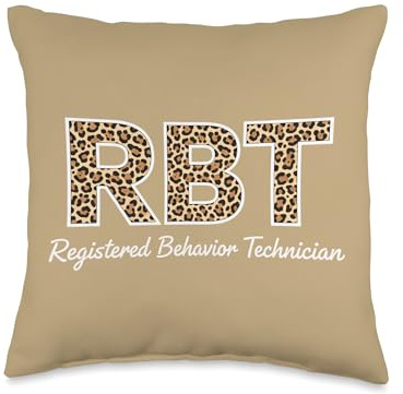 Rbt Registered Behavior Technician Leopard Print Therapy Throw Pillow
