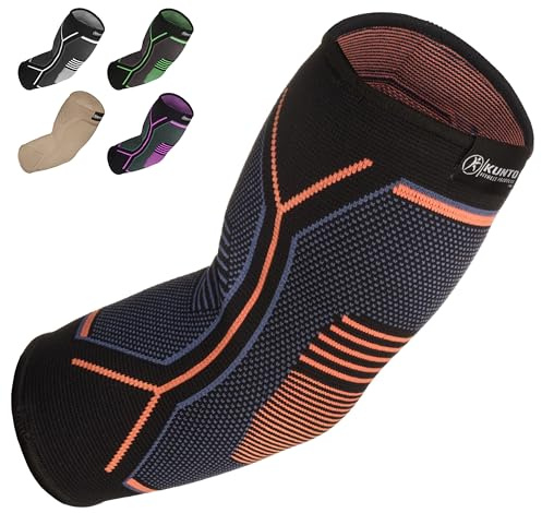 Kunto Fitness Elbow Brace Compression Support Sleeve for Tendonitis, Tennis Elbow, Golf Elbow Treatment - Reduce Joint Pain During Any Activity!