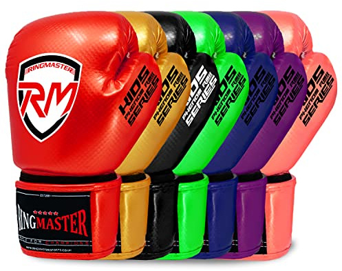 RingMaster Sports Kids Boxing Gloves Carbon Leather Training Sparring Punch Bag Mitt