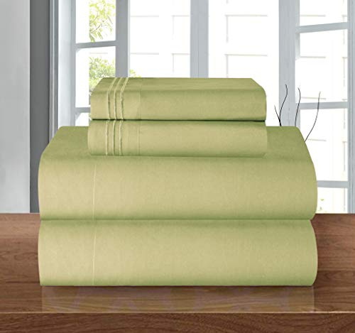 Elegant Comfort Luxury Soft 1500 Premier Egyptian 4-Piece Premium Hotel Quality Wrinkle Resistant Coziest Bedding Set, All Around Elastic Fitted Sheet, Deep Pocket, Twin/Twin XL, Sage/Green