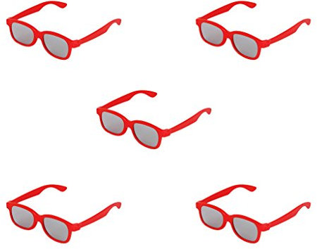 5x Lunettes 3D Passives Lentilles Polarisées Circulaires pour Enfants - Rouge