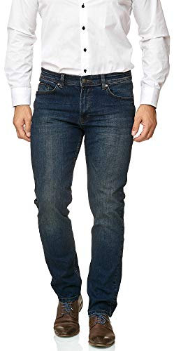 BARBONS Herren Jeans - Regular-Fit Stretch - Hochwertige Straight Jeans Herren Hose - Business Anzug Freizeit 01-Navy 36W / 32L