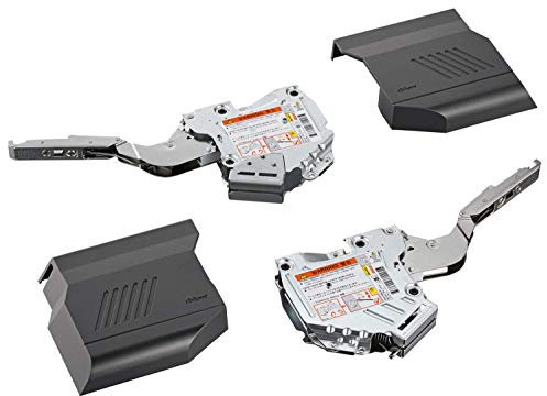 Gedotec Klappenhalter Blum Klappenbeschlag Aventos HK-S dunkel-grau für einteilige Klappen | Kraftspeicher 20K2E00.02 | LF 960-2215 | 1 Komplett-Set - Klappenscharnier Küche mit Front-Befestigungen