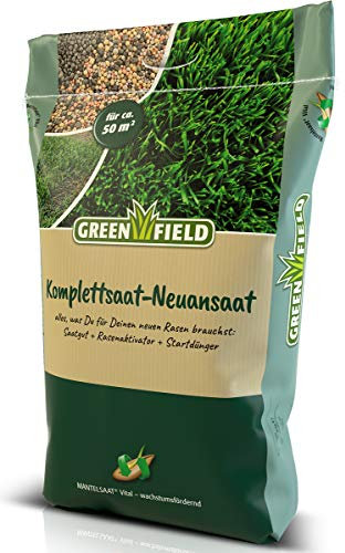 Graines de gazon neuanssemences gainées Vital - Utilisable immédiatement avec engrais de démarrage et activateur de gazon - 10 kg pour env. 50 m²