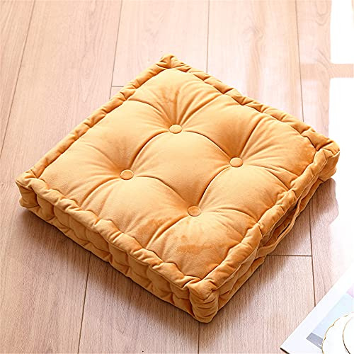 Treers Cuscini Imbottiti Trapuntati per Sedili Tinta Unita-Imbottitura Spessa Cuscino Trapuntato per Pavimento Lounge da Esterno per Mobili e Arredamento da Giardino (Giallo,45x45x12cm)