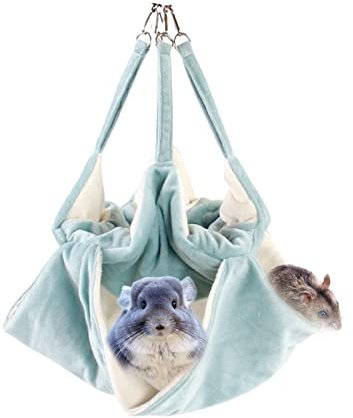 YSISLY Kleintier-Hängematte，Weiche und warme Hängematte süßes hängendes Bett，Höhlen-Hängebettkäfig-Schlafnest für Eidechsen, Hamster, Meerschweinchen, Honiggleiter，Frettchen, Papageien (S, Blau)