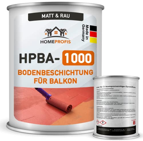 Home Profis® matter Balkonboden rutschfest (5m²) | 30 Farben | Beton, Estrich & Fliesen | Flüssigkunststoff Bodenfarbe Außen | 2K Epoxidharz Bodenbeschichtung | RAL 1023 Verkehrsgelb | HPBA-1000
