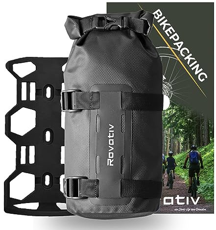 Rovativ® Bikepacking Gabeltasche mit Halterung [4,5 Liter] 100% Wasserdicht - Fahrrad Gabeltasche inkl. Dry Bag und Universalhalterung