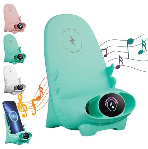 Mini chaise sans fil chargeur rapide multifonction 3 en 1 chargeur sans fil portable avec fonction haut-parleur pour tous les téléphones (vert)