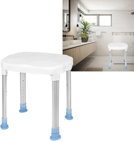 TANYEAR Duschstuhl Duschhocker, 41-53,5cm Höhenverstellbar Badehocker, Anti-Rutsch Duschhilfe Alu Duschsitz, Badsitz Badestuhl bis 150 kg, für Senioren, Weiß