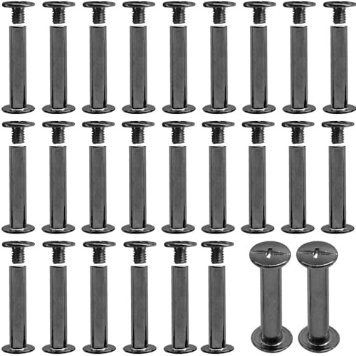 Hocansen 100 st/50 set svarta bindande skruvar metallskruv Chicago skruvar för böcker dekoration och bindning (Gunmetal/M5x25 mm)