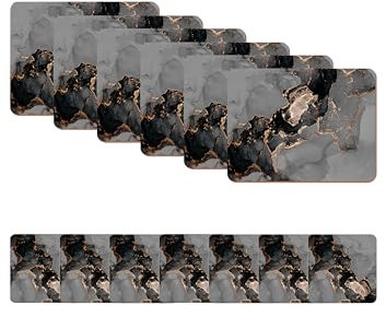 Naivasha Homeware Placemats and Coasters Set of 6 - Heat Resistant, Waterproof, Non-Slip Cork Table Mats in Matte Finish, Elegant Placemats & Coasters for Cups, Mugs, Plates & Pans - Night Marble