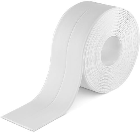 POPPSTAR Nastro sigillante autoadesivo impermeabile per cucina e bagno (3,3m x 38mm, bianco) 2in1 Nastro sigillante per giunture e profili vasca da bagno, doccia e piano di lavoro