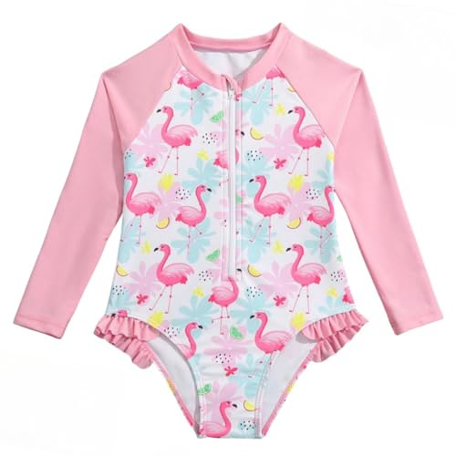 WYTbaby - Traje de baño de sirena de manga larga para niñas de 3 a 8 años, rosa claro, 5-6 Años
