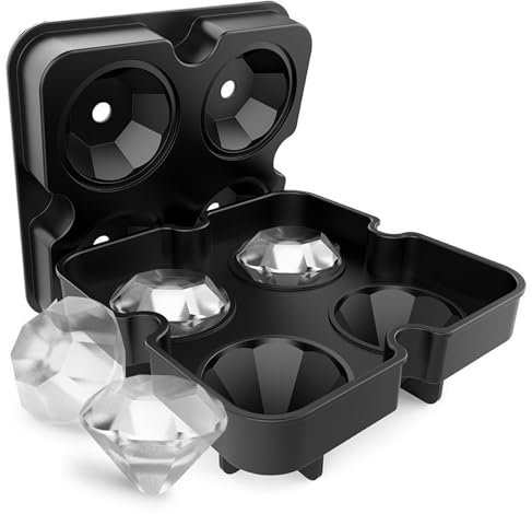 Moules de glace, plateaux de glaçons, moules de glace en diamant à 4 trous, plateaux de glaçons en forme de diamant en toute sécurité pour congélateur, bac à glaçons en silicone pour verres à gin, wh