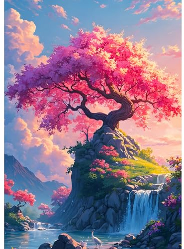 DPHERO Tree of Life Diamond Painting Kits for Beginners Adults,5D DIY Waterfall Diamond Art Kits,Round Full Drill Sunset Gem Art Crafts Kits,DIY Painting by Numbers for Home Wall Decor 12x16 inch