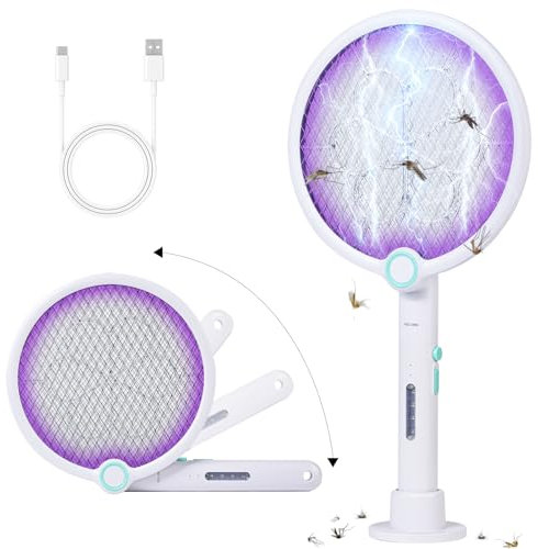 SternSinn Raquette Electrique Insectes, Raquette Anti Moustiques Électrique 3800 V 1200 mAh Rechargeable Base Stable Contre, Maille Protectrice à 3 Couches, Contre Moustiques Mouches Insectes Volants