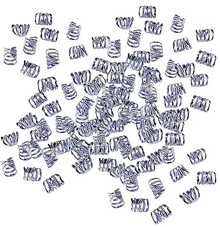 100x Metal Dreadlock Beads Dread Locks Cuffs Hair Jewelry for Women Braids Silver