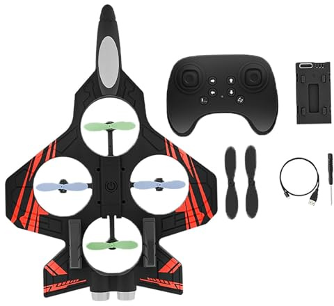 kowaku Avión Teledirigido de Espuma Ligero con Control Remoto Velocidad Ajustable 360 Grados y Luces Brillantes Adecuado para Niños, Adultos, Cumpleaño Regalo, Rojo