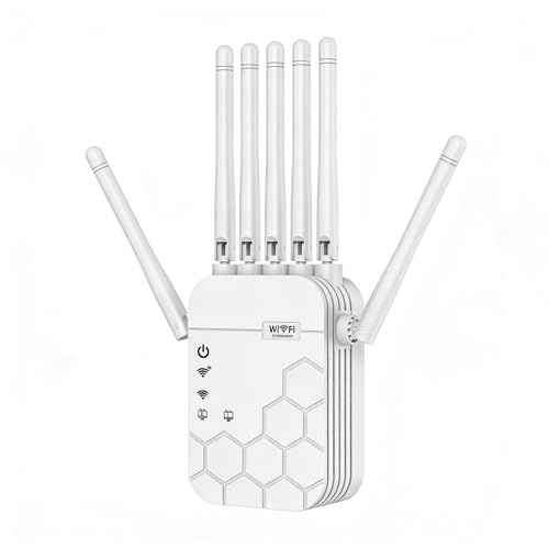 WiFi Extender Signal Booster for Home, AC1200Mbps Dual Band WiFi Booster, Covers up to 12880 sq.ft & 105 Devices, 6X Faster Wireless WiFi Repeater with Ethernet Port, Internet Booster for Home