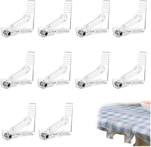 YEDOUALE Pinzas Transparentes para Mantel Set de 10 Unidades, Sujetamanteles Antideslizantes Ajustables hasta 45 mm, Clips Resistentes para Mesas de Jardín, Balcón, Cocina y Eventos