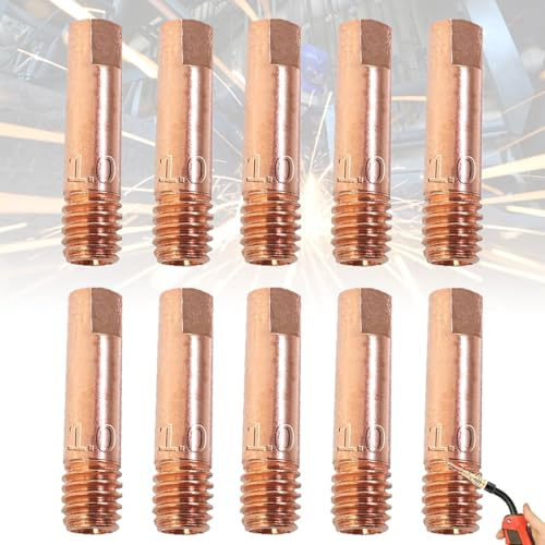 Zeaying 10 Piezas Boquillas Conductoras de 1mm Mig Puntas de Contacto Soldura, Boquillas de Soldadura de Cobre Máquina de Soldar 15 AK Mig Mag Accesorios de Soldadura Mejorar Conductividad