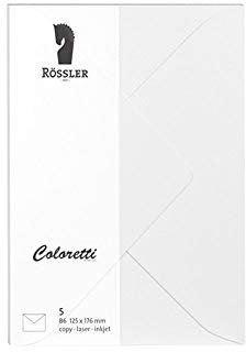 Rössler 220720509 - Coloretti Briefumschläge, 80 g/m², DIN B6, weiß, 5 Stück