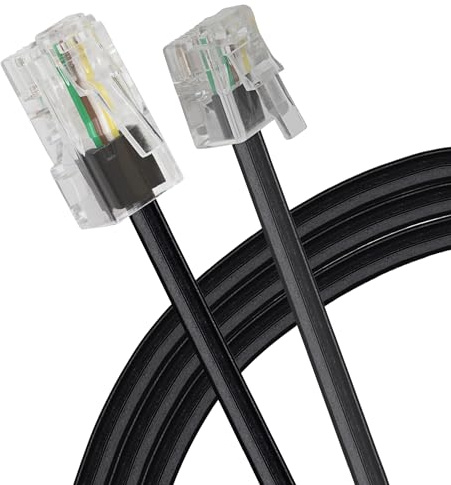 Maplin RJ11 Connector to RJ45 Plug Telephone Cable, 3m Black