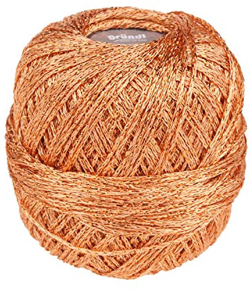 gründl Häkelgarn Glitter 25g 110m Nadelstärke 2,5-3,0 Winter Schonwaschgang 40°C 90% Viskose 10% Polyester Ideal für Stricken Häkeln Glitzerndes Garn für kreative Projekte Kupfer