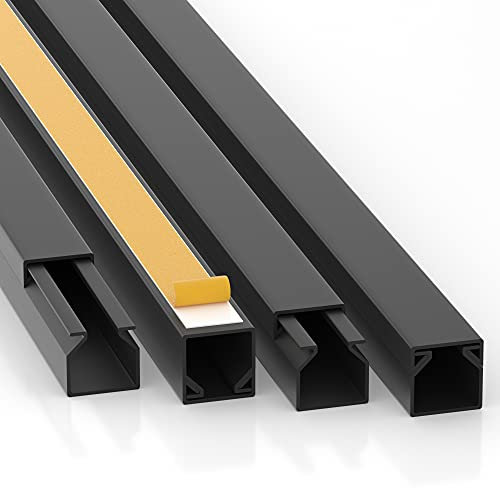 CILSON Canalina per cavi da 10 m, 1,2 x 1,2 x 100 cm/10 x 1 m, autoadesiva, colore nero, con nastro adesivo in schiuma, pronta per il montaggio