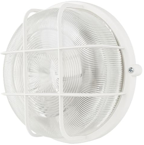 REV Lampe LED pour pièces humides - Ronde - IP44-7 W - 600 lm - 3000 K - Idéale comme applique murale ou plafonnier - Lampe d'atelier, lampe de cave, blanche