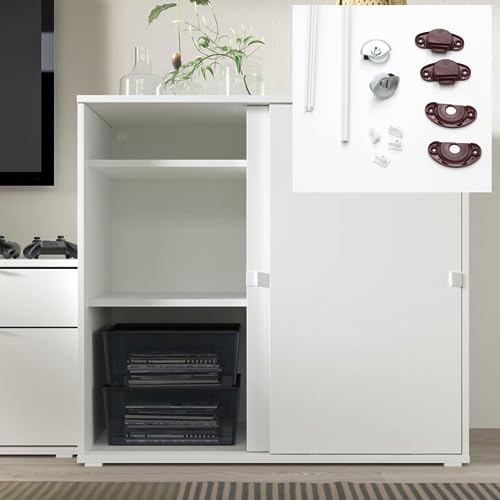 EVOTRADE Système de Quincaillerie Coulissante pour Portes de Meubles - Rail de 2 Mètres - Hauteur Maximale 120 cm pour 1 ou 2 Portes - Fermeture Amortissante en Option