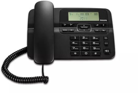 Philips M20B/00 Festnetztelefon mit Kabel, LCD-Bildschirm 3,6 Zoll, Lange Schlüssel, 60 Aufzeichnungsanrufe, Energiesparmodus, Farbe Schwarz