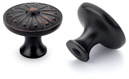 LONTAN 10 Stück Möbelknöpfe Schwarz Schrankknöpfe Vintage Möbelknöpfe Vintage Schrankknöpfe ölgeriebenen Bronze Schubladenknöpfe Vintage Knauf für Schrank Kommodenknöpfe Möbelknöpfe Runde