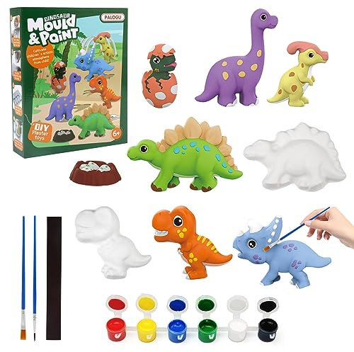 LEADSTAR Kit Pintura Dinosaurios Juguetes Manualidades Niños Juguetes para Pintar Juego de Arte de Escayola Regalos de Creativo para Cumpleaños Navidad Niños Niñas 3 4 5 6 7 8 9 10 12 Años (Verde)