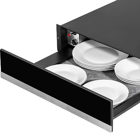 Baridi 60cm Built-In Warming Drawer, Push-to-Open, Anti-Slip Mat, Black/Stainless Steel - DH202