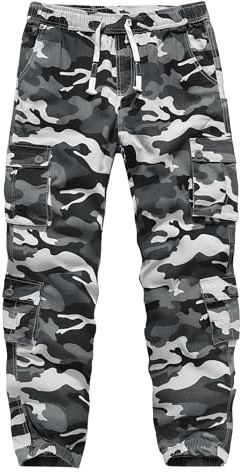 APTRO Pantaloni cargo da uomo con tasche multiple/pantaloni da lavoro da uomo/pantaloni da jogging combinati/pantaloni della tuta casual con coulisse in cotone mimetico/comodo e senza zip, Grigio