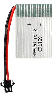 HRYHWASE Lithium Polymer Battery 3.7V 150mAh 651723 20C Lipo Rechargeable Replacement Lithium Ion Battery Pack with SM-2P Connector for H2 H8 H36 RC Drone Aircraft Accessory
