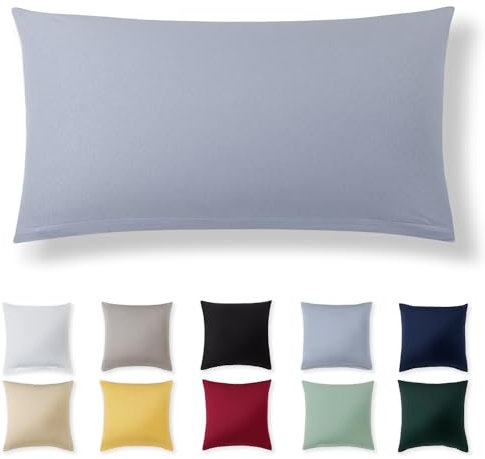 Alreya Kissenbezug 40 x 80 cm - Hellblau - 100% Jersey Baumwolle - Kissenhülle für Kissen 40x80 cm, Jersey Kopfkissenbezüge, Superweicher Kissenbezug 40x80 mit Reißverschluss