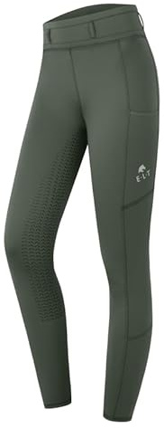 WALDHAUSEN Ella - Leggings termici da equitazione per bambini, colore: verde oliva scuro