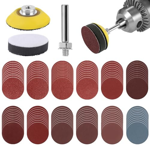 120 Stück Schleifblüten, 2 Zoll Schleifblüten Klett mit 1/4 Zoll-Schaft, Schleifblüten Set, Körnung 60-3000 Schleifpapier, Runde Schleifblüte für Holz Metall Spiegel Schmuck Polieren Schleifwerkzeug