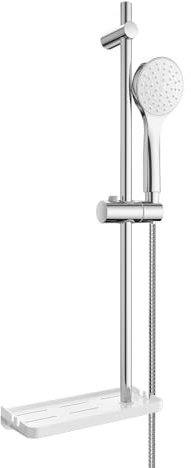 S'AFIELINA Duschset Duschsystem Regendusche mit Duschkopfhalter, Duschbrause mit Edelstahl schlauch und halterung, Brausestangeset mit Duschablage Handbrauseschlauch (Rund Chrom)