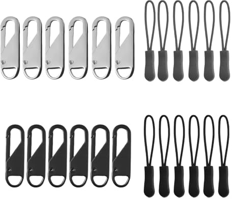 DmDoyy 24 piezas cremallera tirador con cordón de nylon para cremallera desmontable para monedero, vestidos, vaqueros, Koff